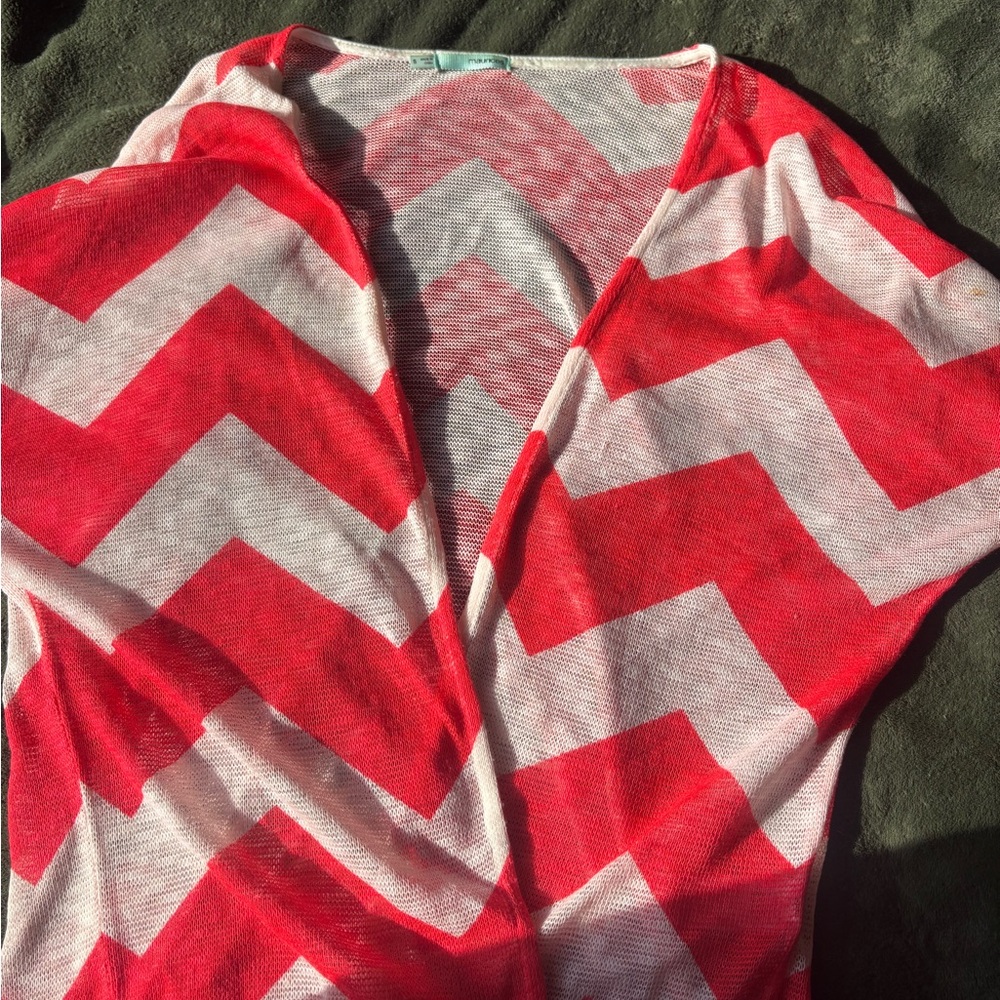 Maurices Pink and White Mesh Top